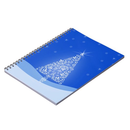 ブルーホワイトメリークリスマスツリースターナイトライト ノートブック (左側)