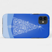 ブルーホワイトメリークリスマスツリースターナイトライト Case-Mate iPhoneケース (裏面(横))