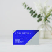 ブルーホワイトモダンシンプルビジネスカード 名刺 (スタンド正面)