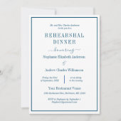 ブルーホワイトモダンフォーマルクラシックリハーサルディナー 招待状 (正面)