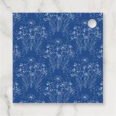 ブルーホワイトモダンワイルドフラワー結婚の感謝 フェイバータグ (裏面)