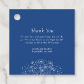 ブルーホワイトモダンワイルドフラワー結婚の感謝 フェイバータグ (正面)