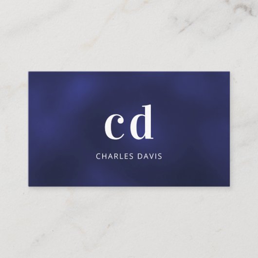 ブルーホワイトモノグラムイニシャルミニマル 名刺 (正面)