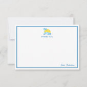 ブルーホワイトモノグラムパーソナライズされたピックボール太陽 サンキューカード (正面)