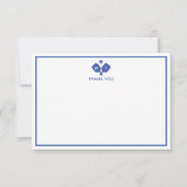 ブルーホワイトモノグラムパーソナライズされたピックボール サンキューカード (正面)