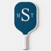 ブルーホワイトモノグラムパーソナライズされた ピックルボールラケット (裏面)
