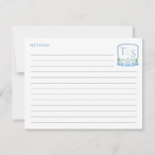 ブルーホワイトモノグラムブライダルシャワーレシピカード 招待状 (裏面)