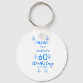 ブルーホワイトモーヴシュフ60歳の誕生日フローラ名 キーホルダー (裏面)