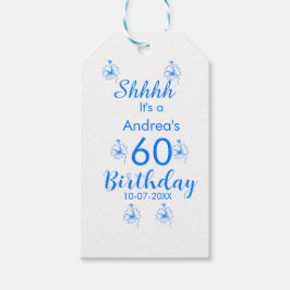 ブルーホワイトモーヴシュフ60歳の誕生日フローラ名 ギフトタグ