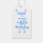 ブルーホワイトモーヴシュフ60歳の誕生日フローラ名 ギフトタグ (裏面)
