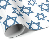 ブルーホワイトユダヤ人スターデザインラッピング紙 ラッピングペーパー (ロールコーナー)