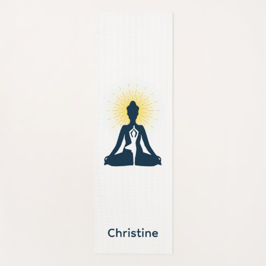 ブルーホワイトヨガポーズと名前をカスタムする ヨガマット (正面)