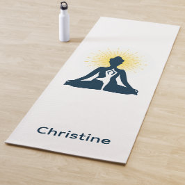 ブルーホワイトヨガポーズと名前をカスタムする ヨガマット