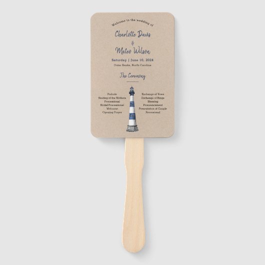 ブルーホワイトライトハウスクラフト結婚式 プログラムハンドF ハンドファン (正面)