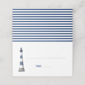 ブルーホワイトライトハウス結婚ズフォールディング座席表 プレイスカード (外部開封)