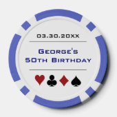 ブルーホワイトラスベガスカジノトランプのポーカーチップ誕生日 ポーカーチップ (裏面)