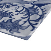 ブルーホワイトラビットハレタイルドチノワセリーフローラ カッティングボード (角)