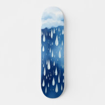 ブルーホワイトレインドロップ雨日パターン