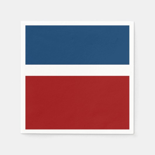 ブルーホワイトレッドカラーブロックスタイルデザイン スタンダードカクテルナプキン (正面)