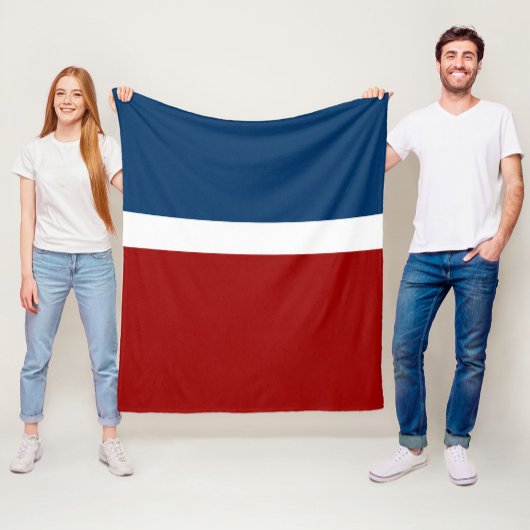 ブルーホワイトレッドカラーブロックスタイルデザイン フリースブランケット