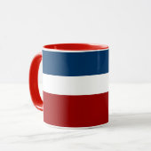 ブルーホワイトレッドカラーブロックスタイルデザイン マグカップ (正面左)