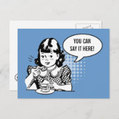 ブルーホワイトレトロガ食べールズアイスクリームおもしろいカード ポストカード (正面/裏面)