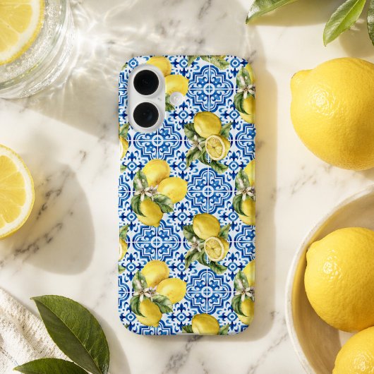 ブルーホワイトレモンタイル地中海柄 Case-Mate iPhoneケース