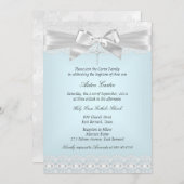 ブルーホワイトレースクロスバプテスマ招待状 招待状 (正面/裏面)