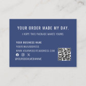 ブルーホワイトロゴQRコードご注文ありがとうございます 名刺 (裏面)