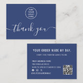 ブルーホワイトロゴQRコードご注文ありがとうございます 名刺 (正面/裏面)