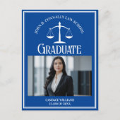 ブルーホワイトロースクール写真卒業 案内ポストカード (正面)