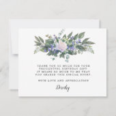 ブルーホワイトローズフローラ90誕生日 サンキューカード (裏面)