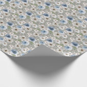 ブルーホワイトローズラッピング紙 ラッピングペーパー (角)