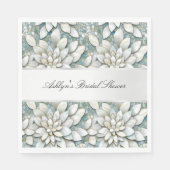 ブルーホワイトロータスフラワーズブライダルシャワー スタンダードランチョンナプキン (正面)