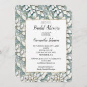 ブルーホワイトロータスフラワーズブライダルシャワー 招待状 (正面/裏面)