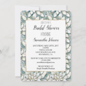 ブルーホワイトロータスフラワーズブライダルシャワー 招待状 (正面)