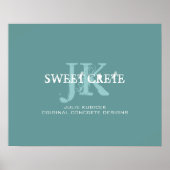 ブルーホワイトヴィンテージショップビジネスモノグラムロゴ ポスター (正面)