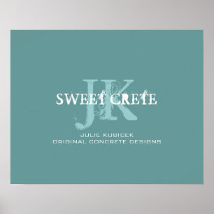 ブルーホワイトヴィンテージショップビジネスモノグラムロゴ ポスター