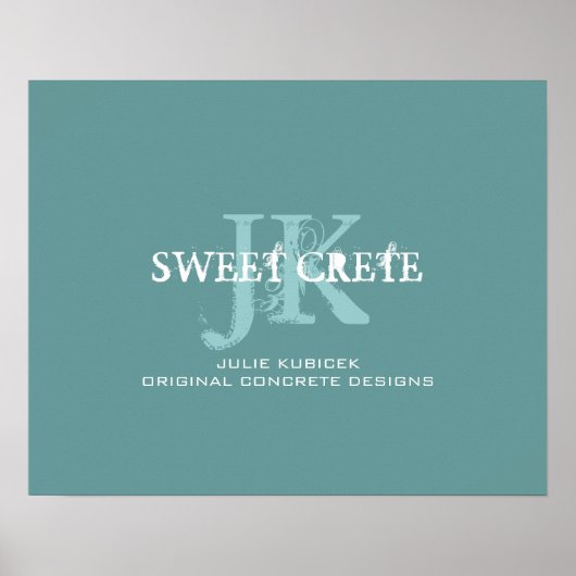 ブルーホワイトヴィンテージショップビジネスモノグラムロゴ ポスター (正面)