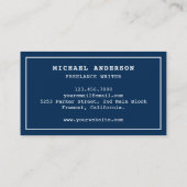 ブルーホワイトヴィンテージタイプライタープロフェッショナルライター 名刺 (裏面)