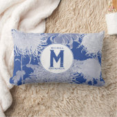 ブルーホワイトヴィンテージチノワセリーフローラモノグラム ランバークッション (ブランケット)
