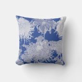 ブルーホワイトヴィンテージチノワセリーフローラ クッション (正面)