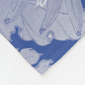 ブルーホワイトヴィンテージチノワセリーフローラ フリースブランケット (角)