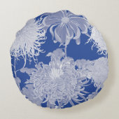 ブルーホワイトヴィンテージチノワセリーフローラ ラウンドクッション (裏面)
