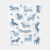 ブルーホワイトヴィンテージデルフトダッシュントフリースブランケット フリースブランケット (正面)