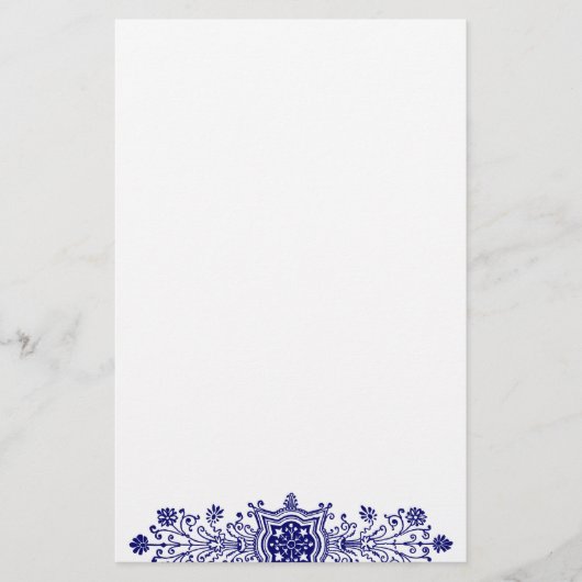 ブルーホワイトヴィンテージフローラアート文房具 便箋 (正面)