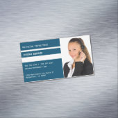 ブルーホワイト不動産仲介業者個人用アシスタントの写真 マグネット名刺 (インサイチュ)