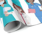 ブルーホワイト医療人包み紙 ラッピングペーパー (ロールコーナー)