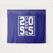 ブルーホワイト卒業スポーツクラスタイポグラフィ タペストリー (正面(横))