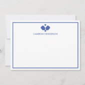 ブルーホワイト名パーソナライズされたおもしろいピックボール ノートカード (正面)